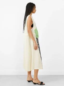 Acetate Twill Lace Dress Off White<TOGA PULLA Fashion