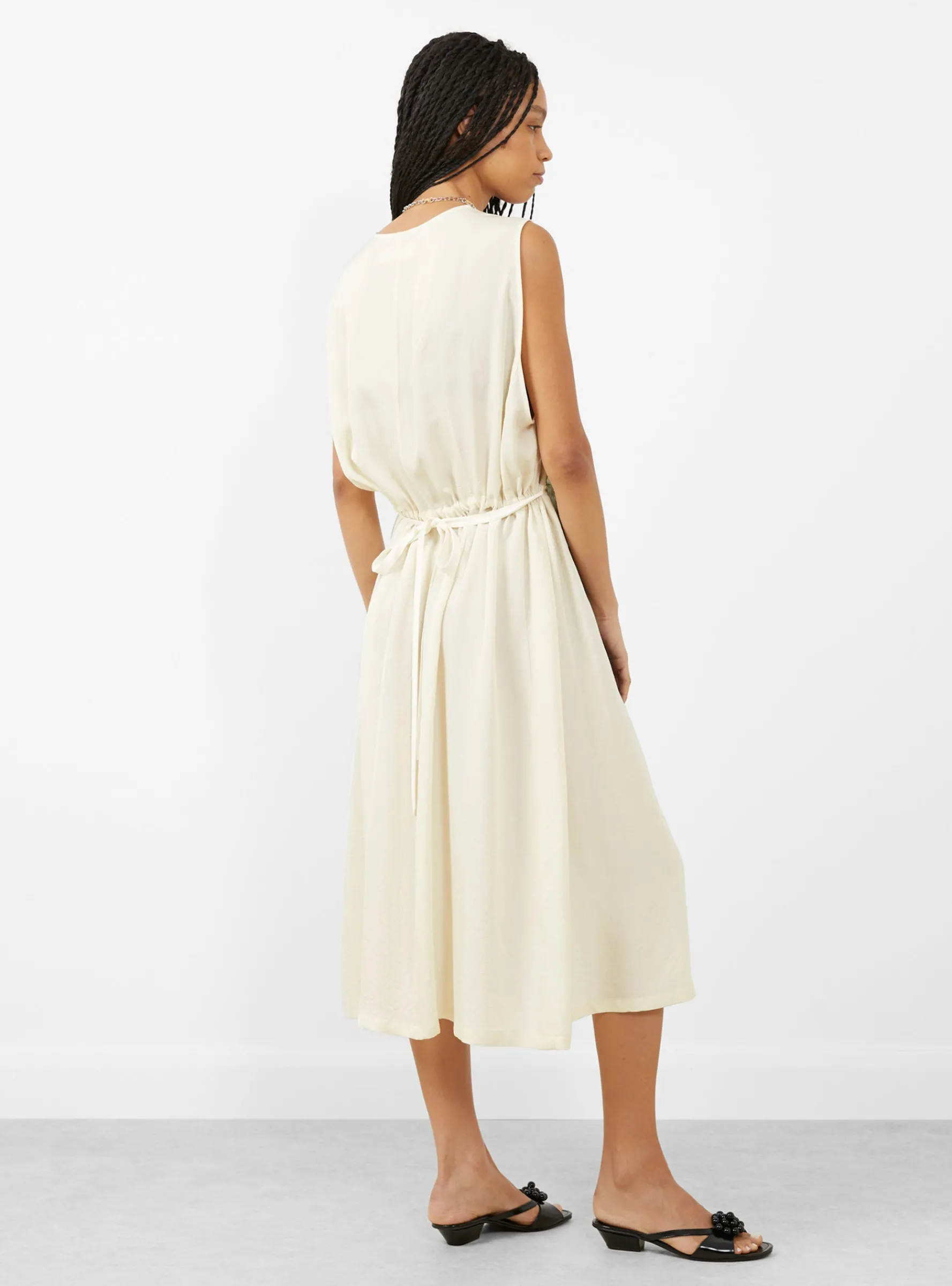Acetate Twill Lace Dress Off White<TOGA PULLA Fashion