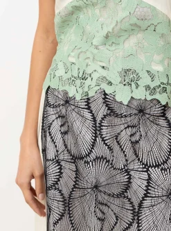 Acetate Twill Lace Dress Off White<TOGA PULLA Fashion