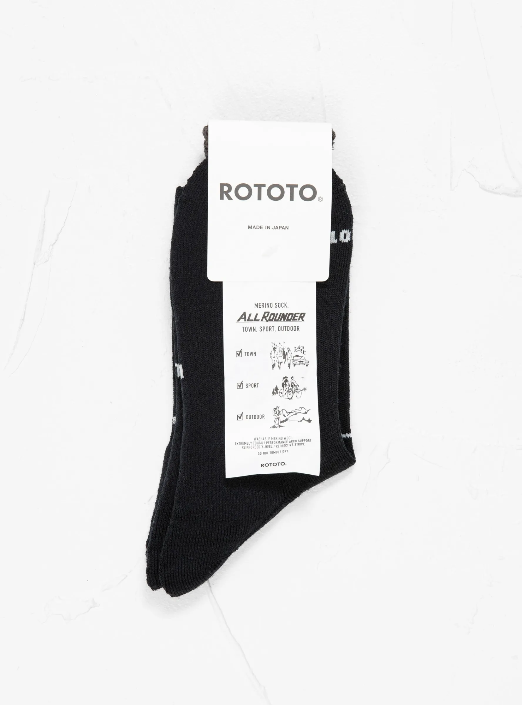 ALLROUNDER Merino Crew Socks Black<ROTOTO Online