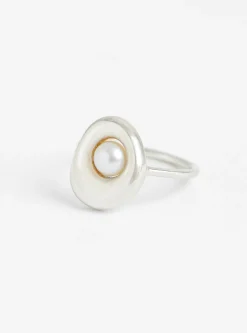 Arp Ring with Floating Pearl Stearling Silver<Modern Weaving Discount