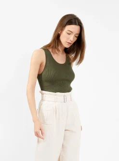 Athletic Rib Knit Tank Top Caspar Green<Bassike Discount