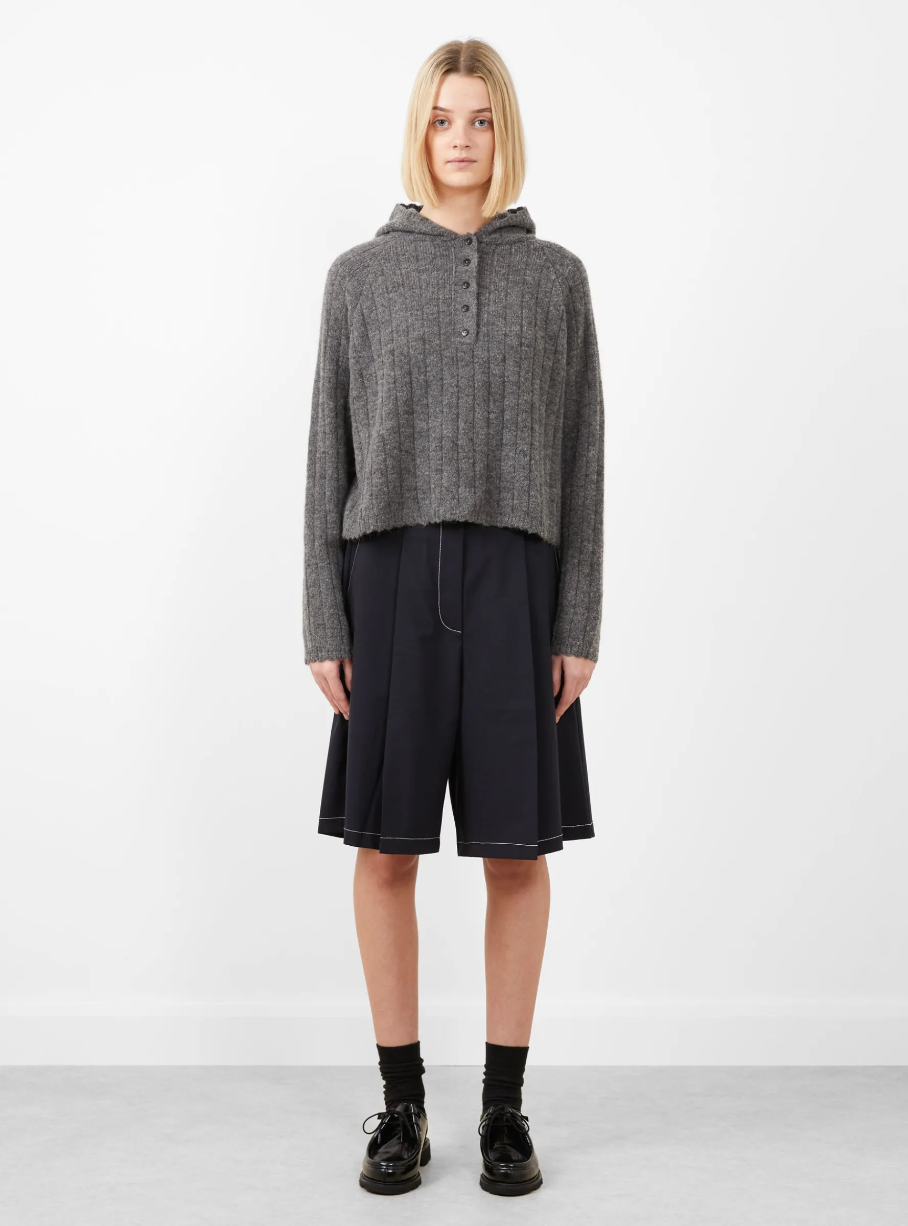 Baby Alpaca Hooded Sweater Grey<Cordera Outlet