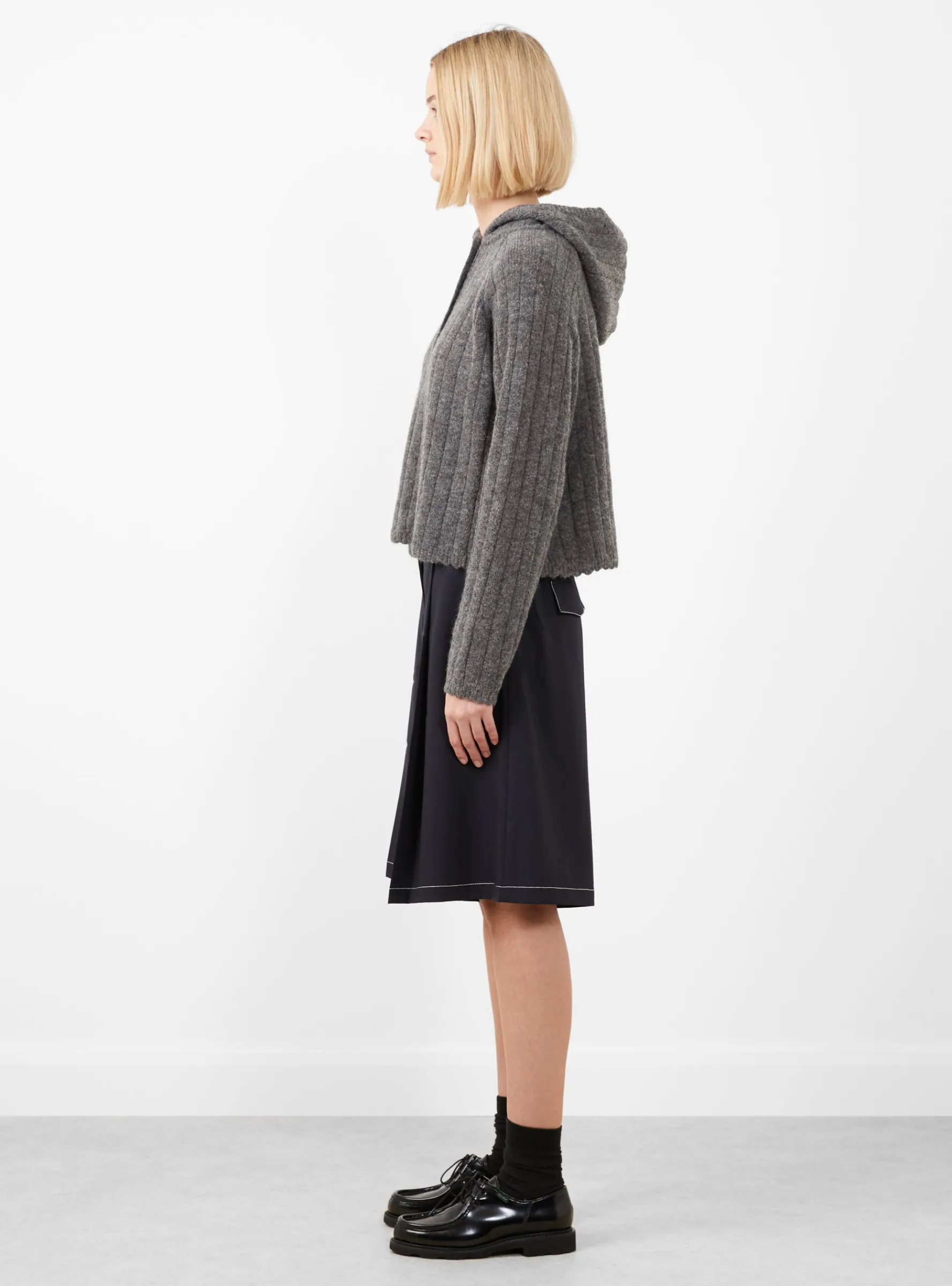 Baby Alpaca Hooded Sweater Grey<Cordera Outlet