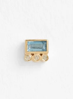 Baguette Aquamrine and Diamond Single Earring<Celine Daoust New