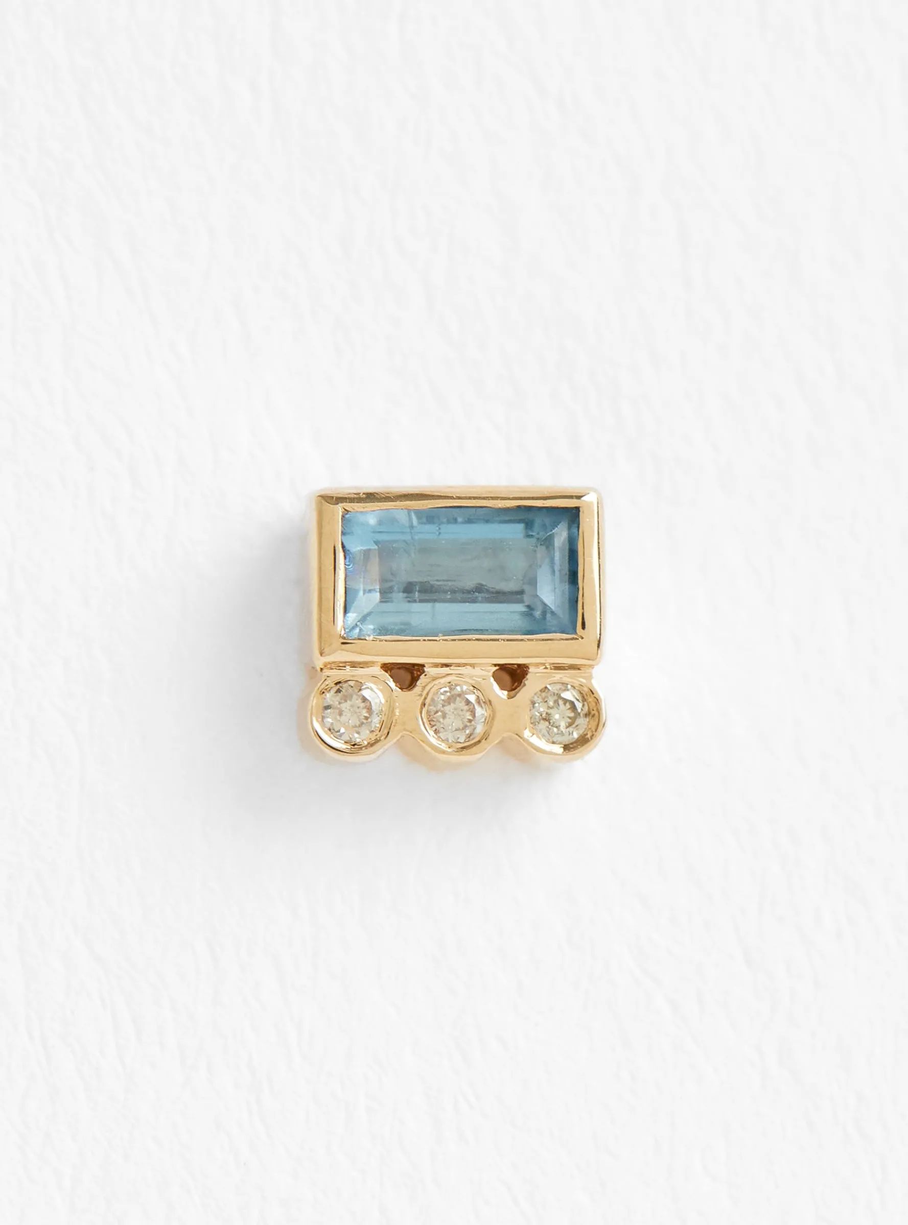 Baguette Aquamrine and Diamond Single Earring<Celine Daoust New