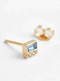 Baguette Aquamrine and Diamond Single Earring<Celine Daoust New