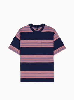Baker Pocket T-shirt Navy & Pink Stripe<Brain Dead Sale