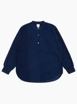 Band Collar Shirt Cotton Corduroy Indigo<Post O'Alls Outlet