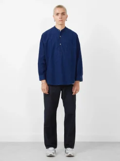 Band Collar Shirt Cotton Corduroy Indigo<Post O'Alls Outlet