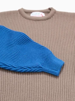Beacon Merino Wool Crew Sweater Earth & Royal Blue<The English Difference Clearance