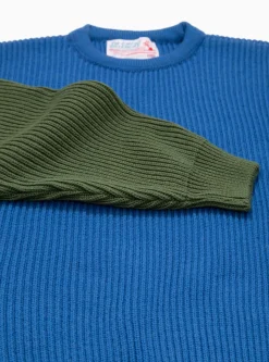 Beacon Merino Wool Crew Sweater Royal Blue & Olive<The English Difference Discount