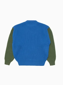 Beacon Merino Wool Crew Sweater Royal Blue & Olive<The English Difference Discount