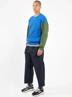 Beacon Merino Wool Crew Sweater Royal Blue & Olive<The English Difference Discount