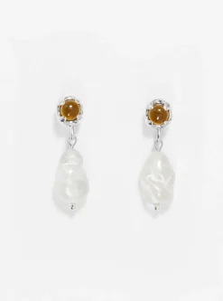Beam Pearl Earrings Amber Brown<CLED Online