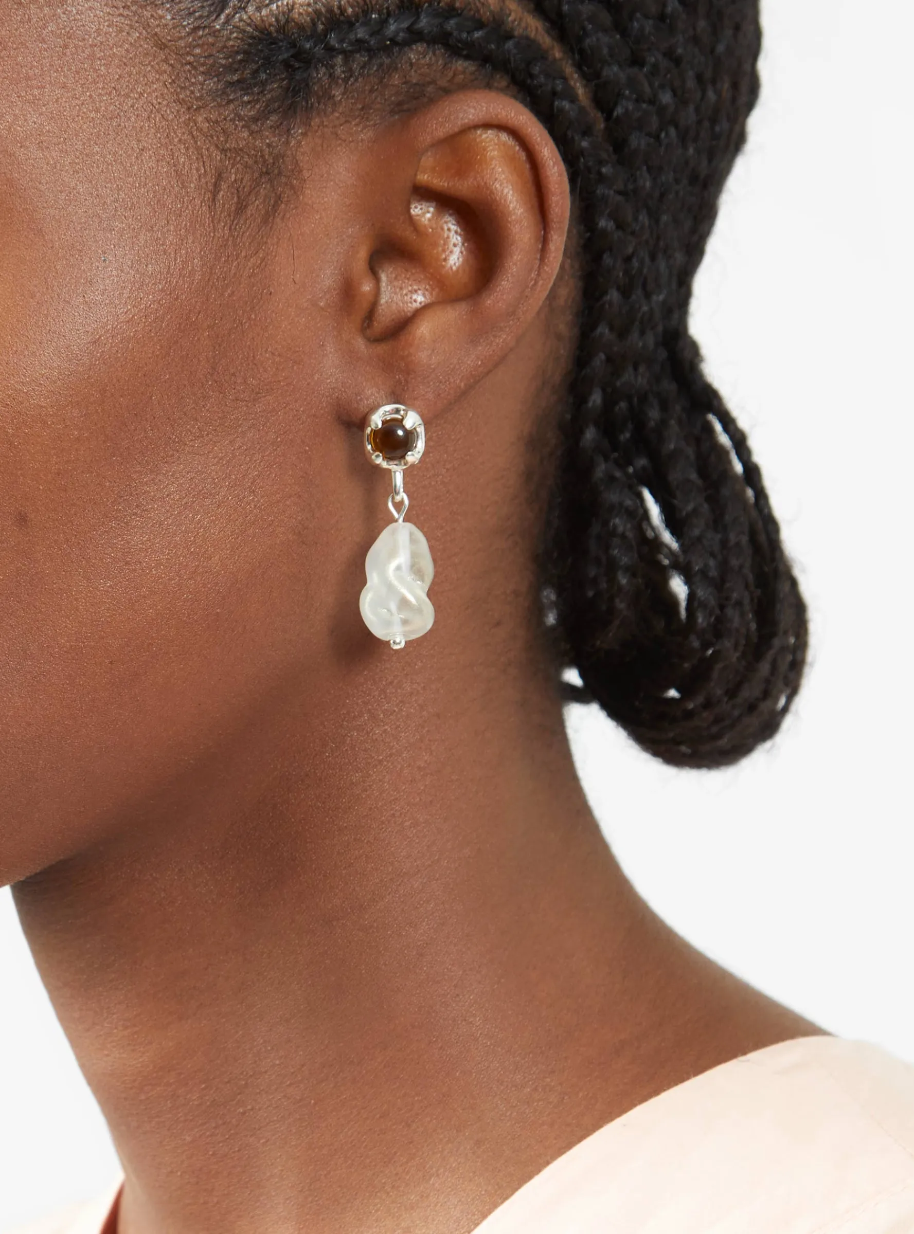 Beam Pearl Earrings Amber Brown<CLED Online