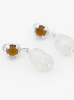 Beam Pearl Earrings Amber Brown<CLED Online
