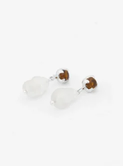 Beam Pearl Earrings Amber Brown<CLED Online
