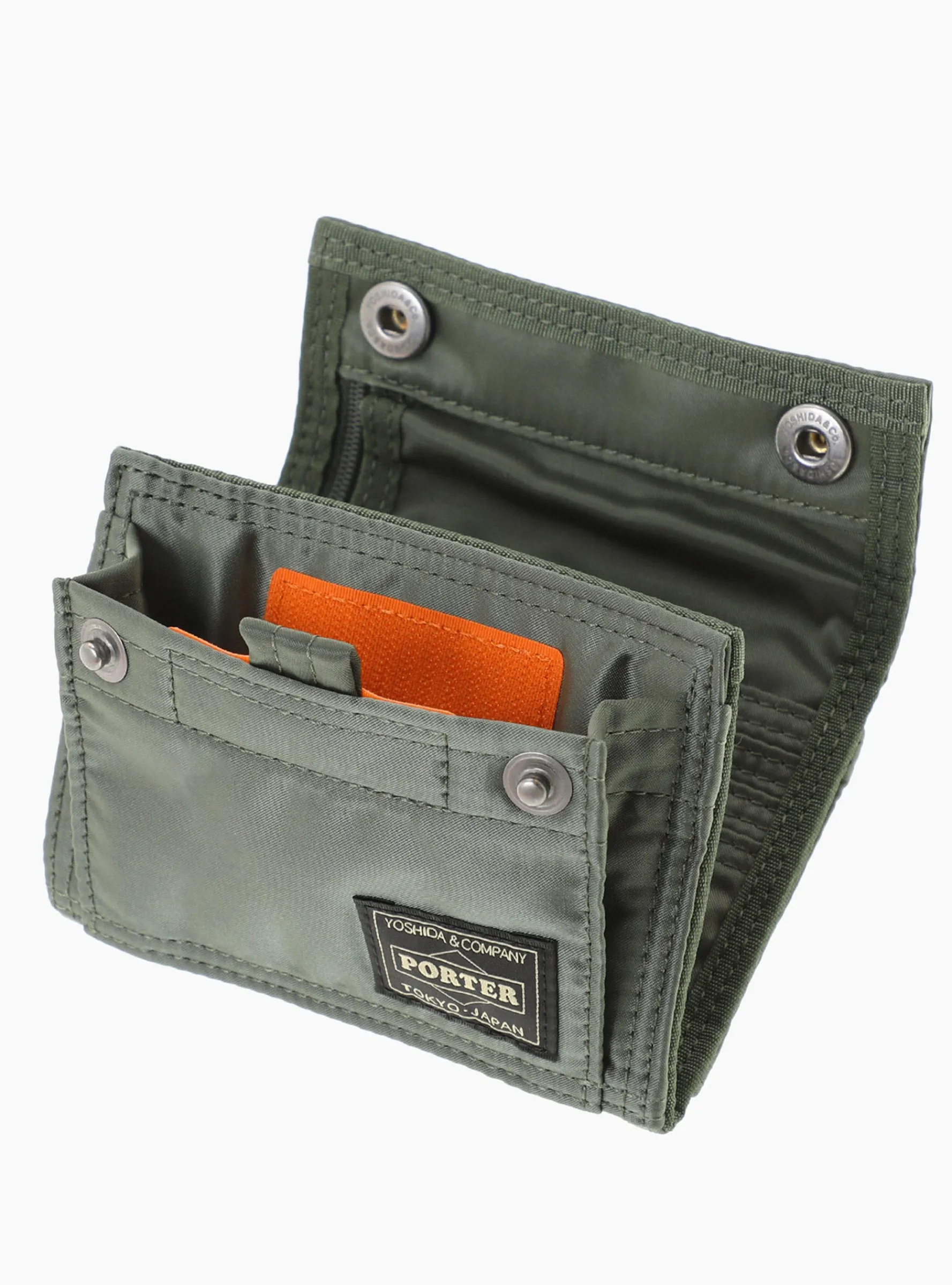 Bio-Nylon TANKER Pocket Wallet Medium Sage Green<Porter Yoshida & Co. New