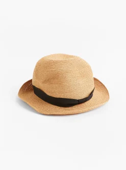 Boxed Hat Paper Abaca 5.5cm Brim Bronze Gold x Black<Mature Ha. Hot
