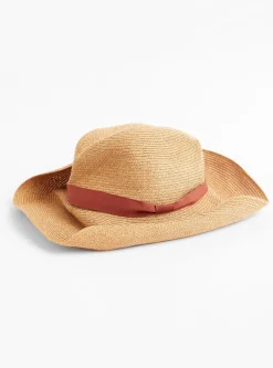 Boxed Hat Paper Abaca Long Brim Bronze Gold x Dark Orange<Mature Ha. Discount