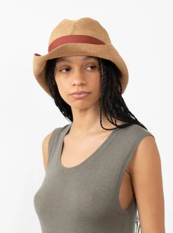 Boxed Hat Paper Abaca Long Brim Bronze Gold x Dark Orange<Mature Ha. Discount