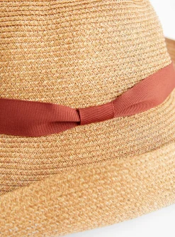 Boxed Hat Paper Abaca Long Brim Bronze Gold x Dark Orange<Mature Ha. Discount