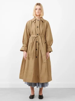 British Dry Oilskin Trench Golden Khaki<Cawley Fashion
