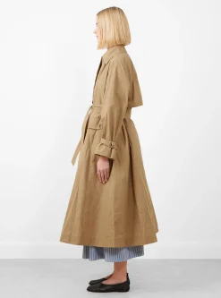 British Dry Oilskin Trench Golden Khaki<Cawley Fashion