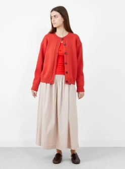 British Wool and Cotton Rosa Cardigan Poppy<Cawley Fashion