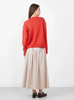 British Wool and Cotton Rosa Cardigan Poppy<Cawley Fashion