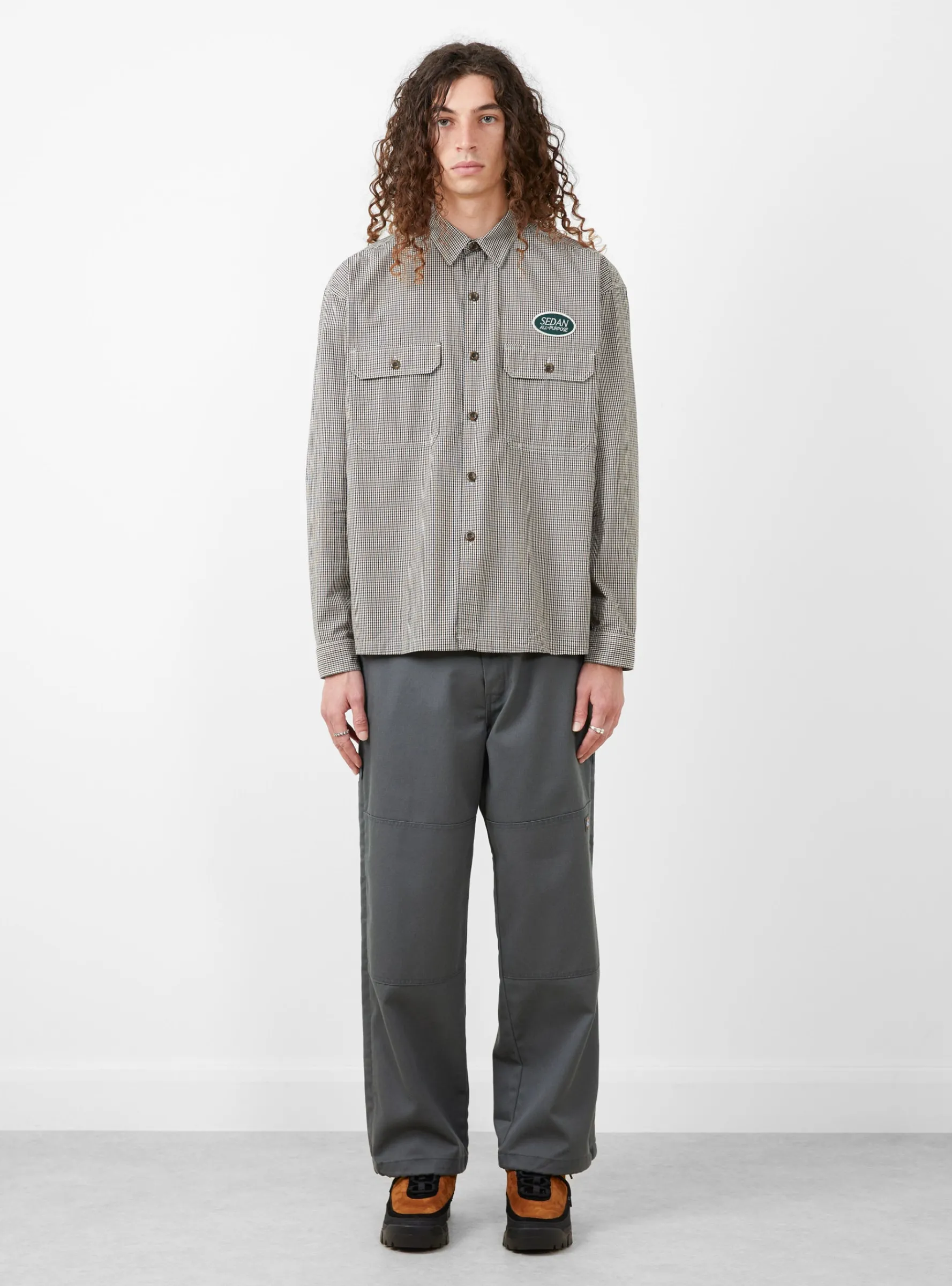 Brushed Cotton Work Shirt Brown Plaid<Sedan All-Purpose Online