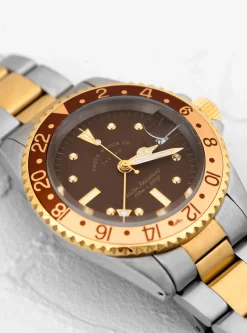 BRWN GMT 40 Diver Watch Brown, Gold & Silver<Vague Watch Co. Sale