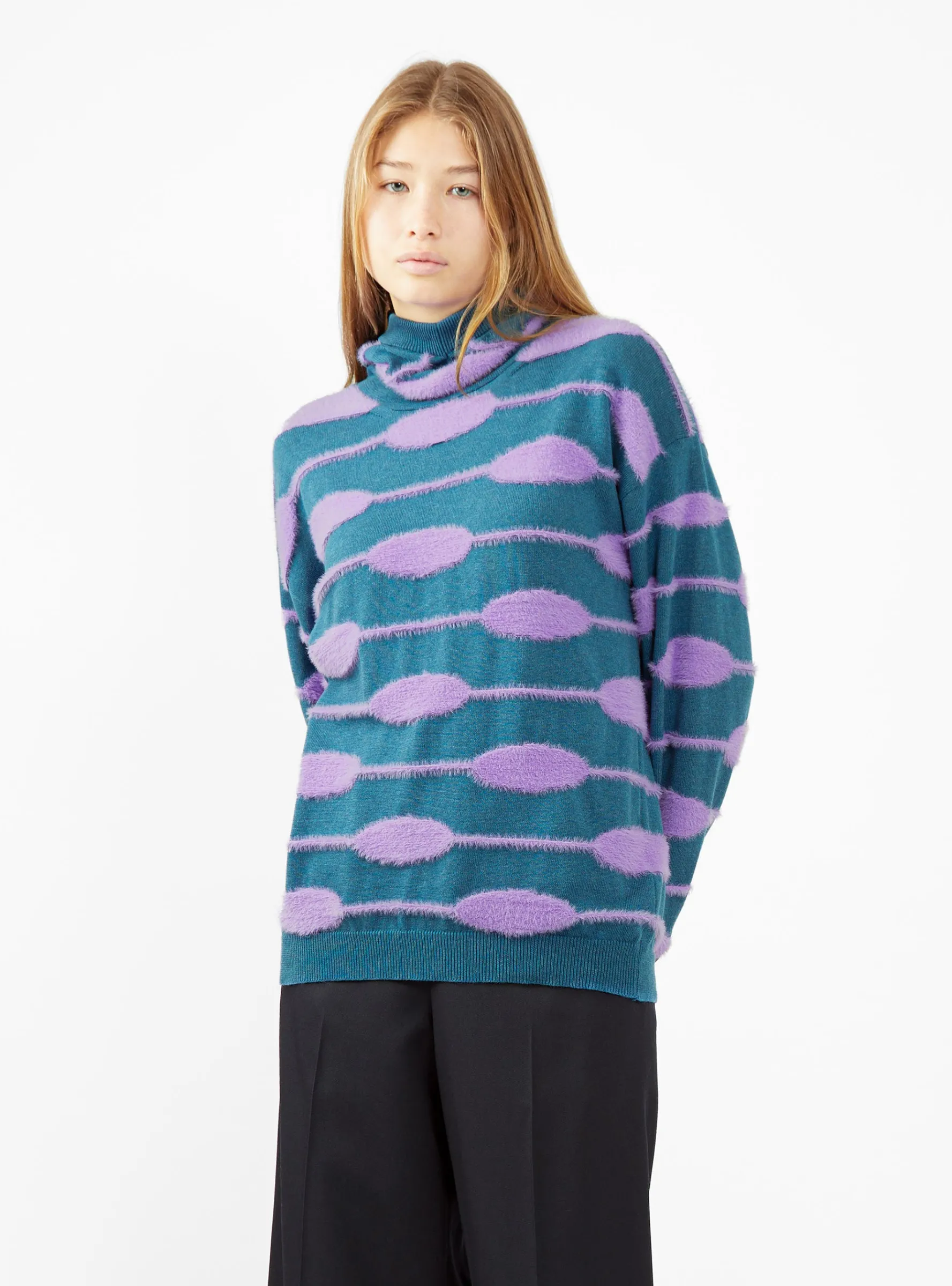 Bubble Knit Hoodie Green & Lavender<Henrik Vibskov Best