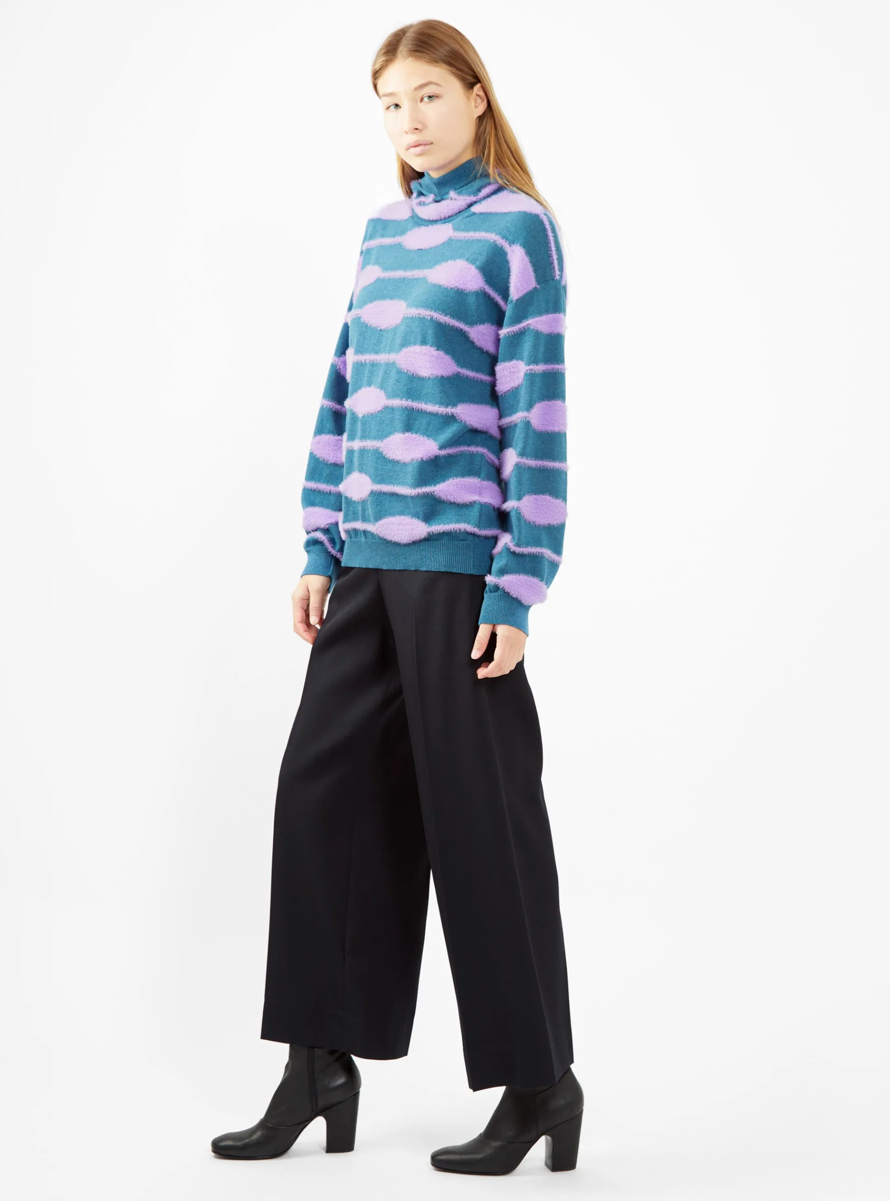 Bubble Knit Hoodie Green & Lavender<Henrik Vibskov Best