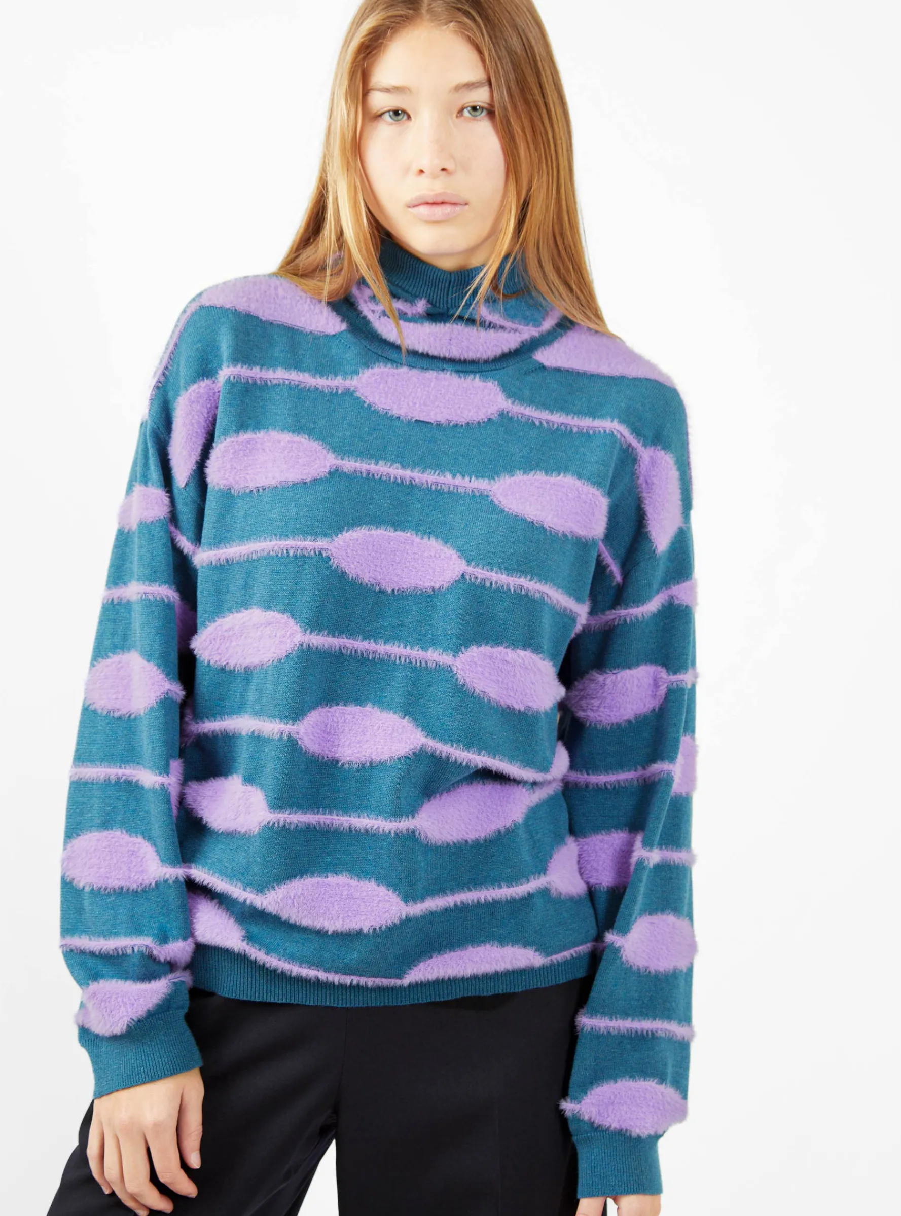 Bubble Knit Hoodie Green & Lavender<Henrik Vibskov Best