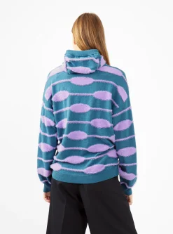 Bubble Knit Hoodie Green & Lavender<Henrik Vibskov Best