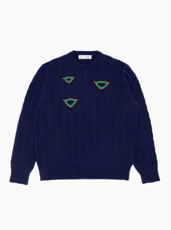 Cable Knit Pullover Navy<TOGA VIRILIS Fashion