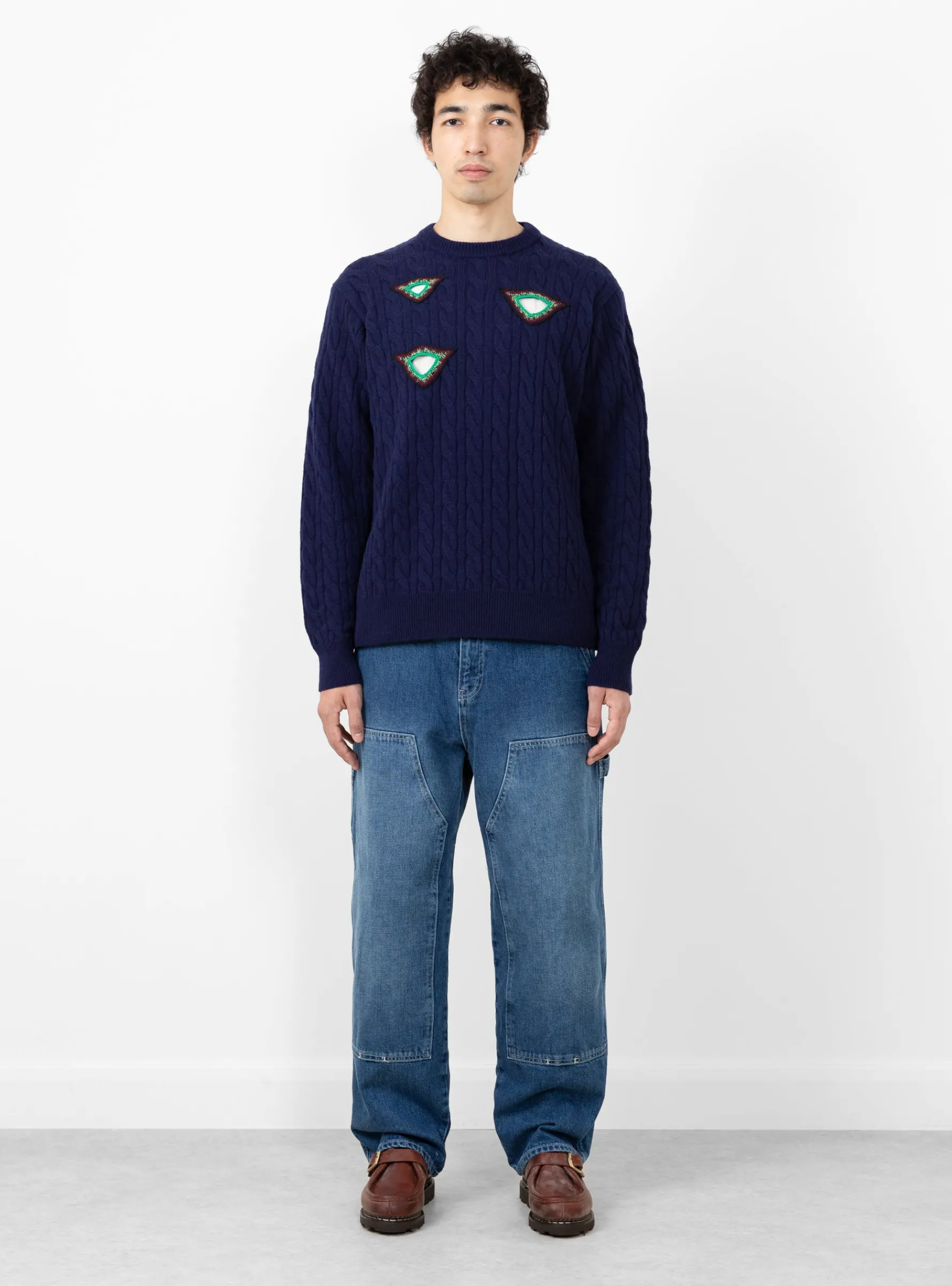 Cable Knit Pullover Navy<TOGA VIRILIS Fashion