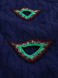 Cable Knit Pullover Navy<TOGA VIRILIS Fashion