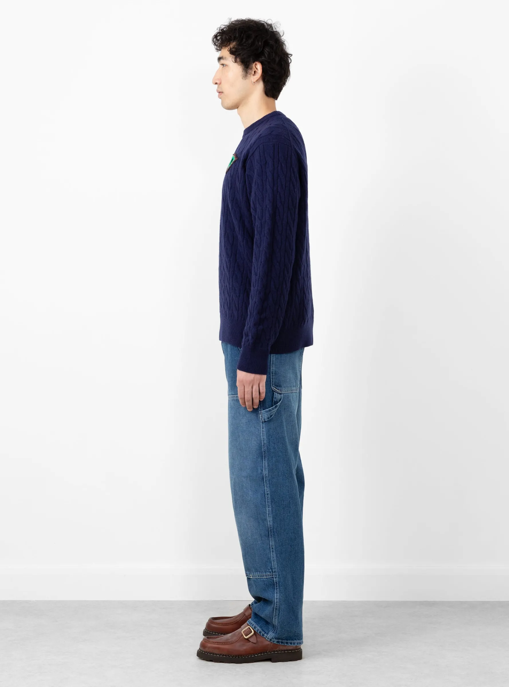 Cable Knit Pullover Navy<TOGA VIRILIS Fashion