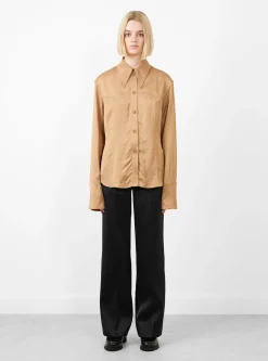 Camilla Shirt Satin Twill Tan<Rejina Pyo Fashion