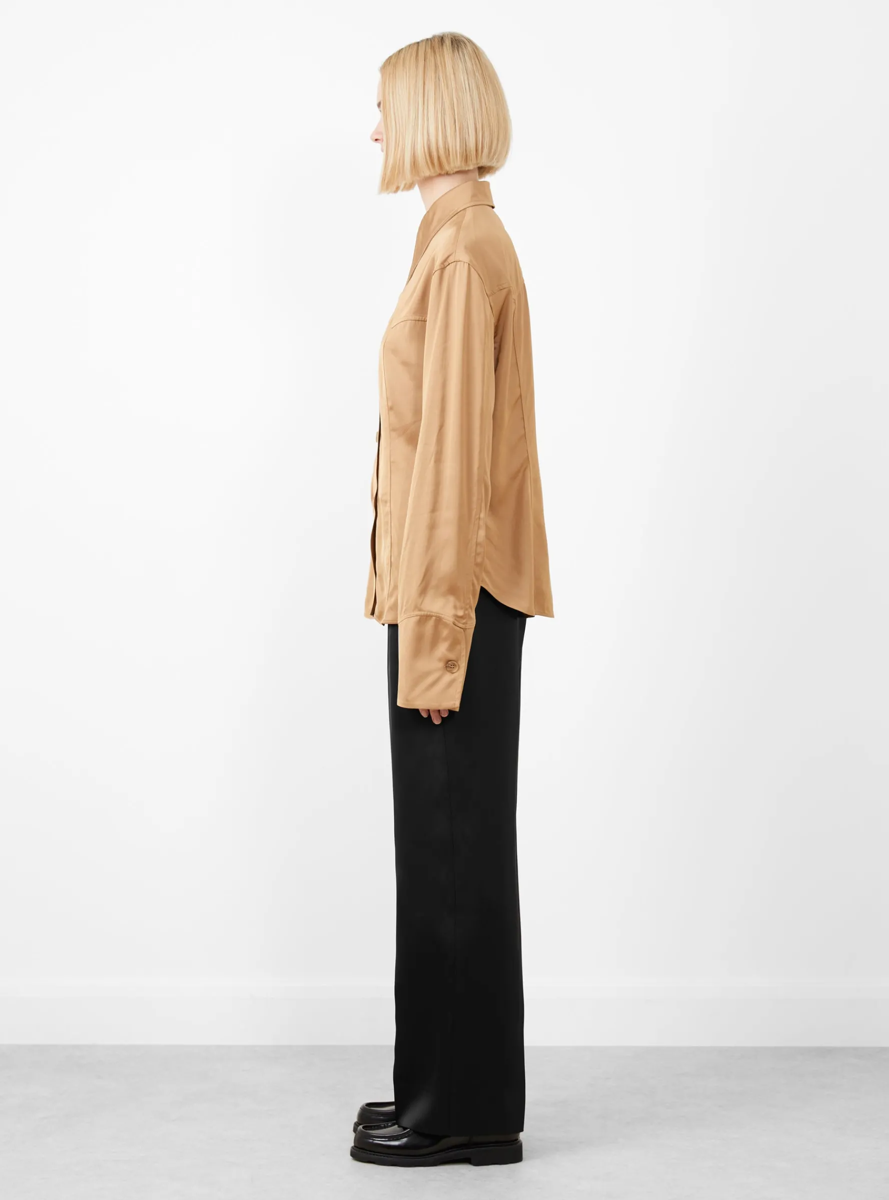 Camilla Shirt Satin Twill Tan<Rejina Pyo Fashion