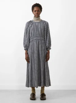 Carola Dress Navy Beige Check<Skall Studio Discount
