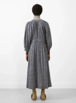 Carola Dress Navy Beige Check<Skall Studio Discount