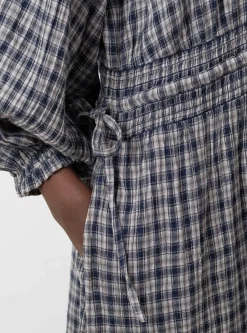Carola Dress Navy Beige Check<Skall Studio Discount