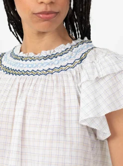Cathy Blouse White Check<Bellerose New