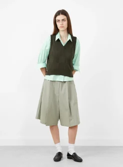 Checkered Cotton & Cashmere Waistcoat Dark Moss<Cordera Online