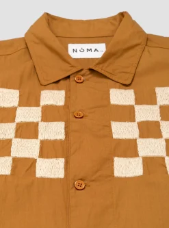 Checker Embroidered Block Jacket Walnut<NOMARHYTHM TEXTILE Sale