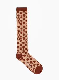 Chess Transparent Socks Rust Beige Gambit<Henrik Vibskov Sale